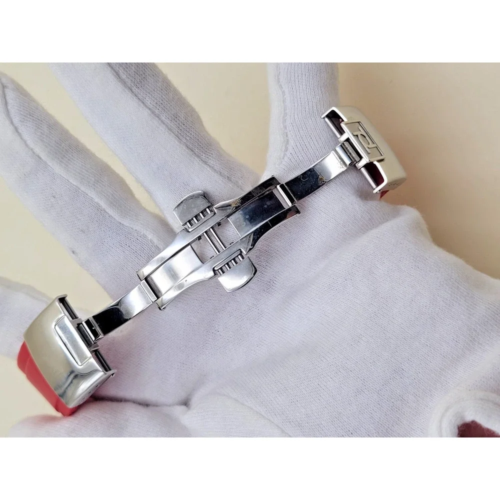 Officina Del Tempo OT1029 Wristwatch Stainless Steel Red Rubber Strap Modern